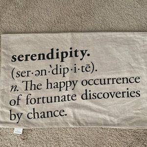 Pottery Barn Cream Accent Pillow with Black Text